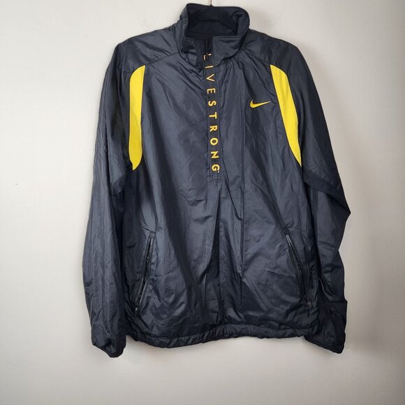 Nike Other - Nike Live Strong sz L men lightweight rain jacket windbreaker black yellow lined